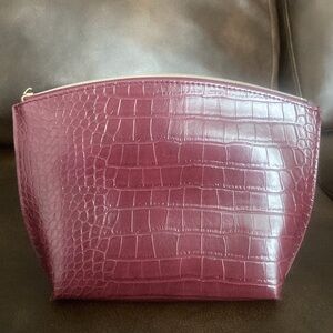 Saks Fifth Avenue Red Crocodile-Embossed Clutch